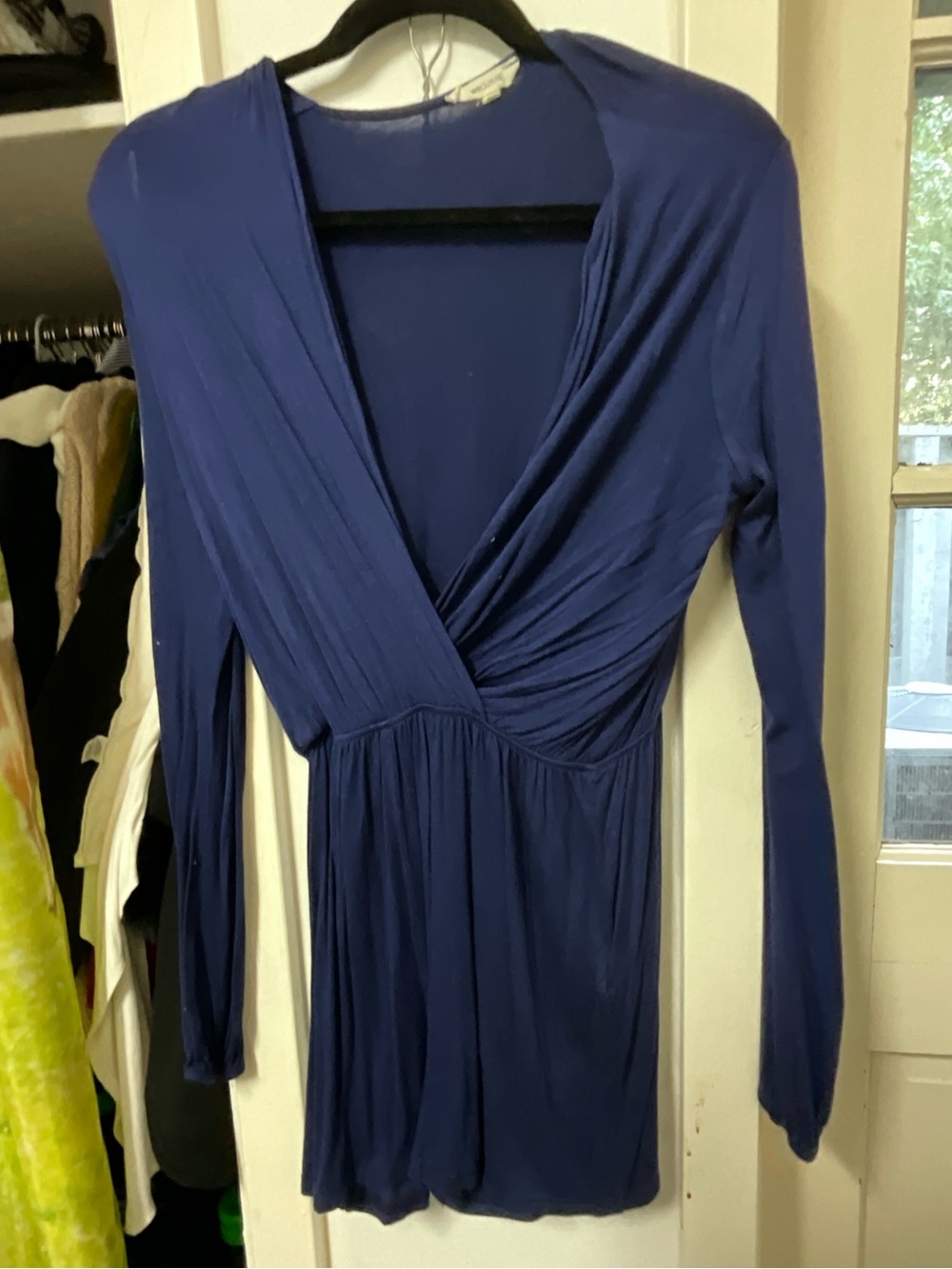 Source Unknown Royal Blue Long Sleeve Wrap Jumpsuit Romper